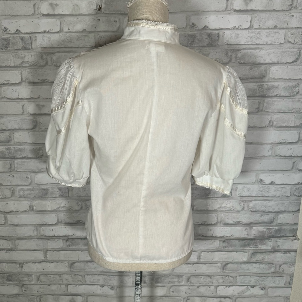 Gunne Sax Jessica Gunnies Prairie Vintage White Puff Sleeve Cotton Blouse - Picture 8 of 14